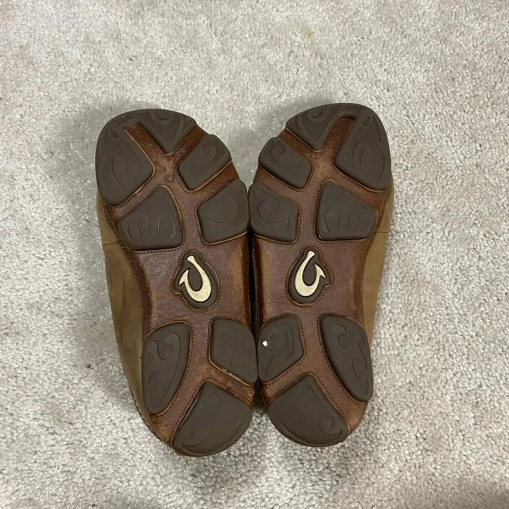 OluKai Moloa Shoes Mens 8 Leather Loafers Ray Toffee Slip On Driver Slipper